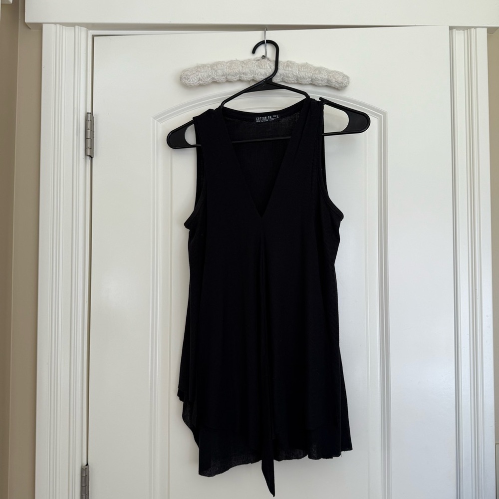 Cotton On Black Ribbed V-Neck Tank Top